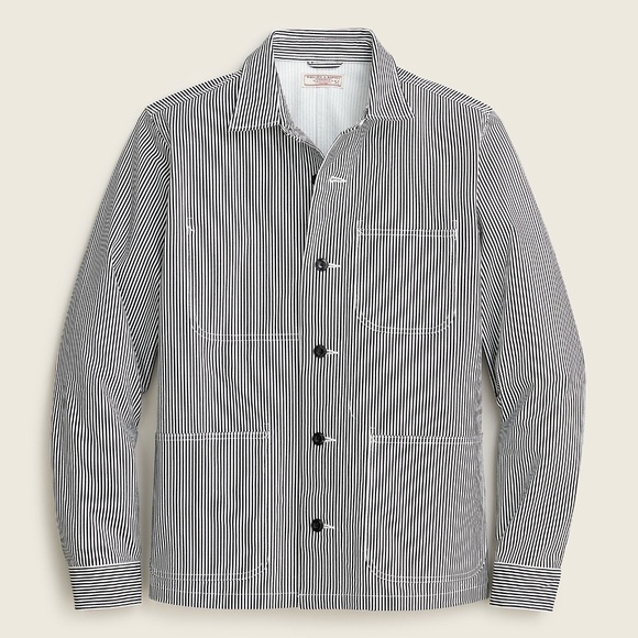Wallace & Barnes duck canvas chore jacket in railroad stripe - Picture 1 of 8